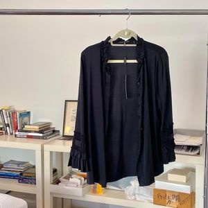 Elie Tahari Black Silk Blouse